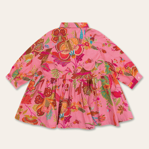 【YF23GDR004】 コットン ワンピース 長袖 ピンク 花柄 衿付き サイズ 86 92 104